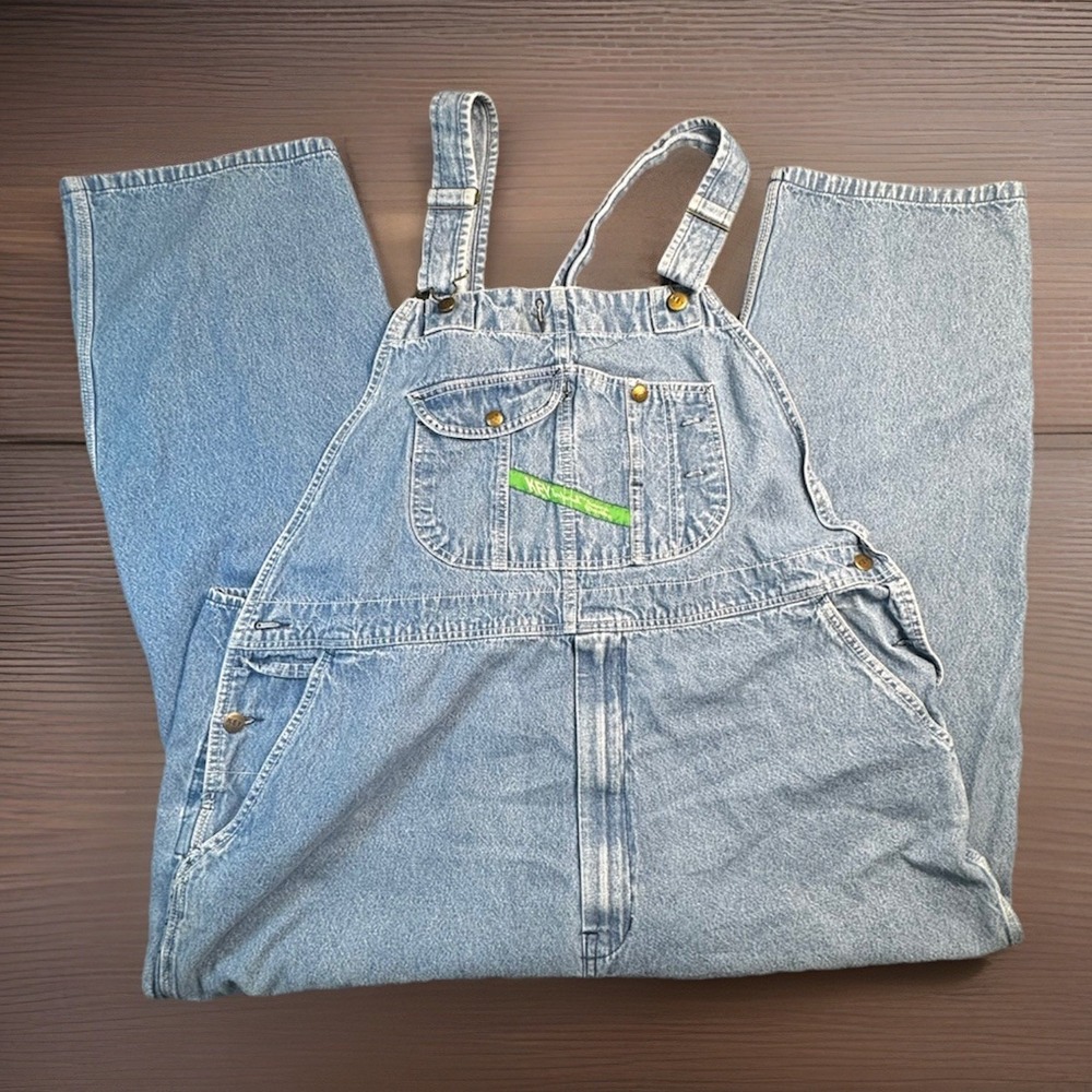 Vintage KEY Overalls Mens W48 L30 Blue Denim Bib Carpenter Workwear Farmer USA